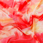 Orange Floral Power Mesh Fabric