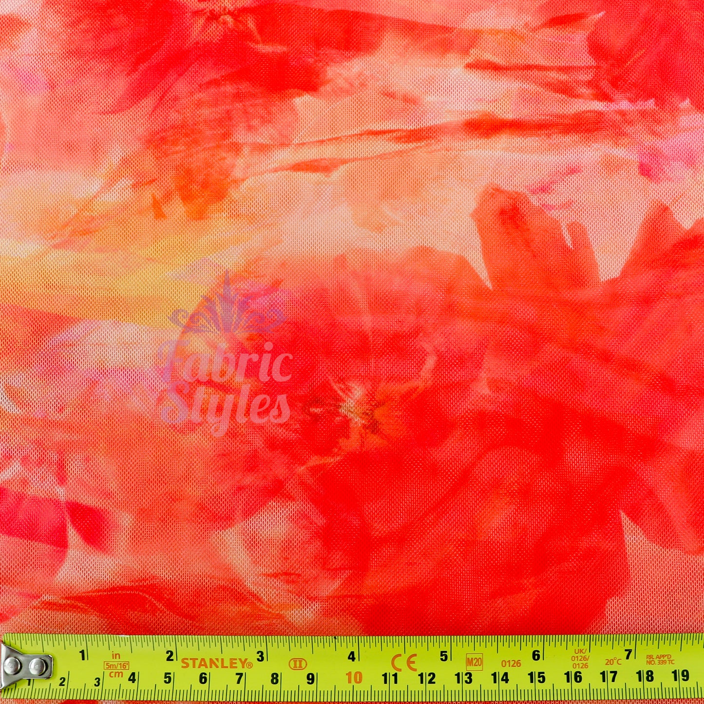 Orange Floral Power Mesh Fabric