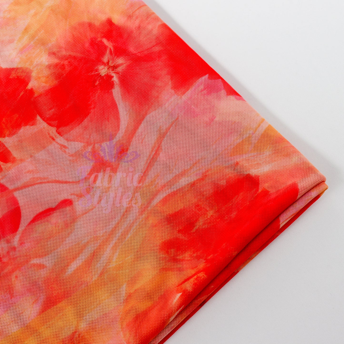 Orange Floral Power Mesh Fabric