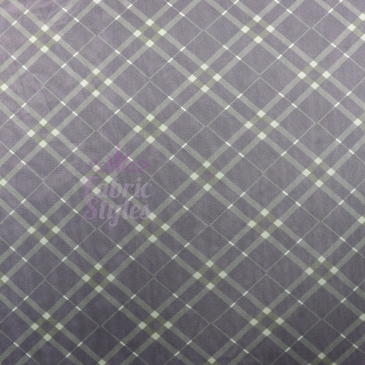 Navy Khaki Tartan Power Mesh Fabric