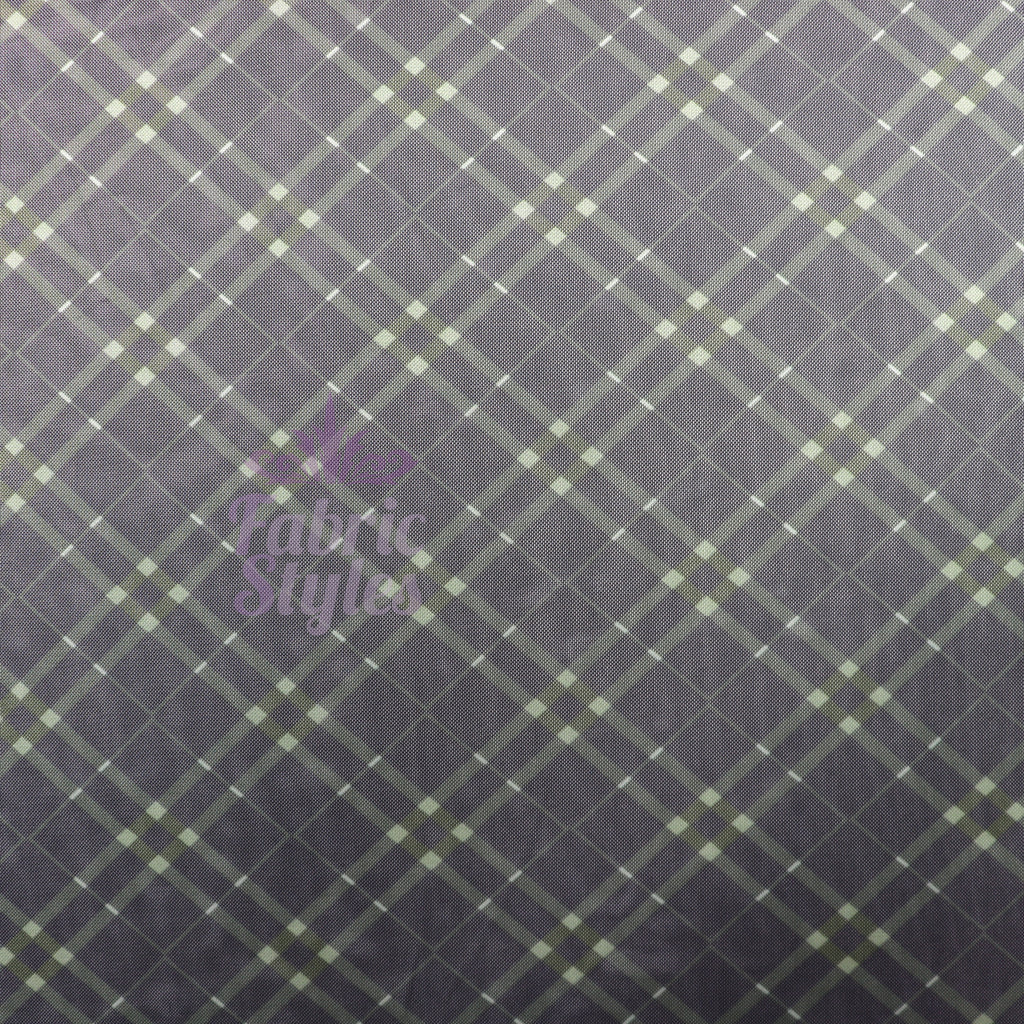 Navy Khaki Tartan Power Mesh Fabric