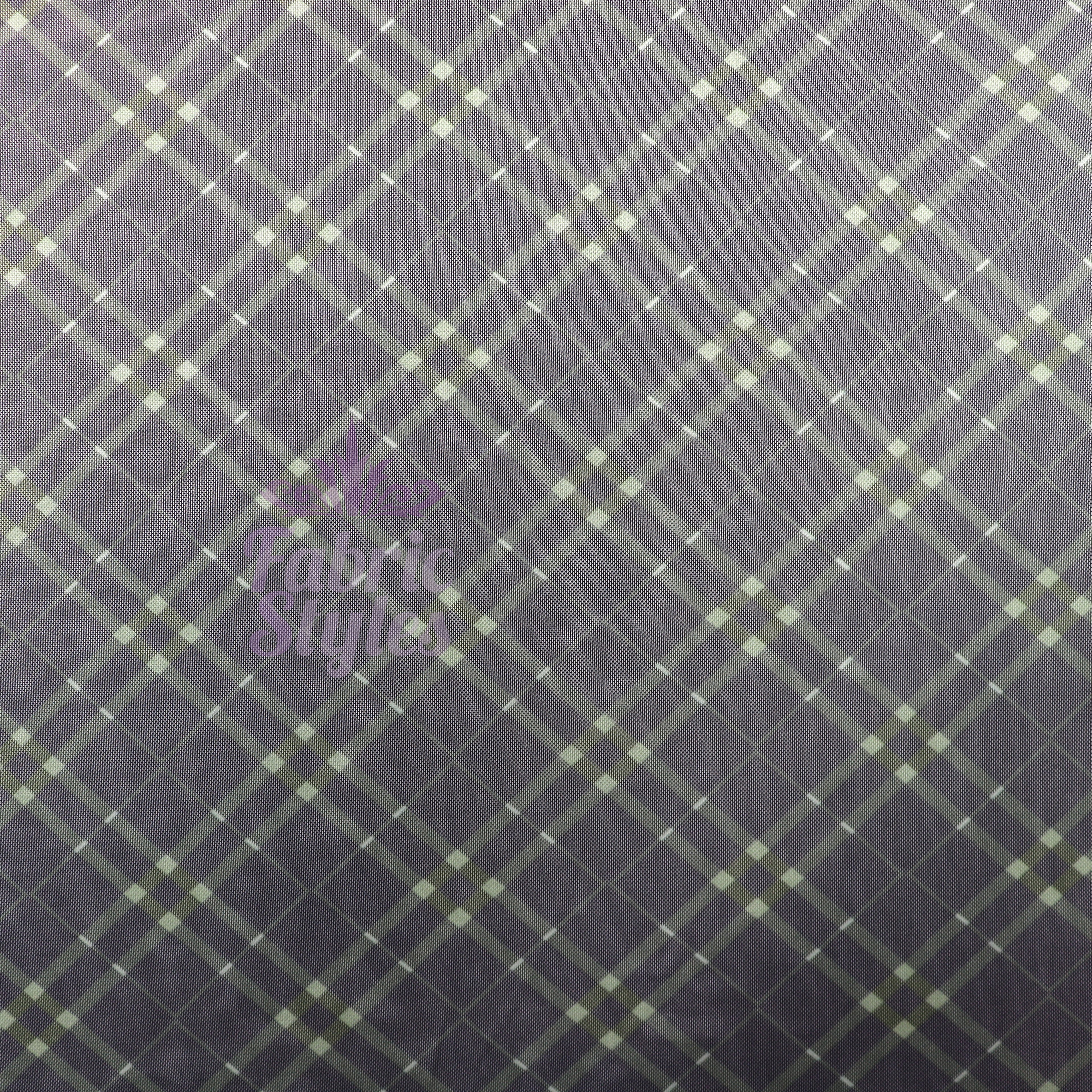 Navy Khaki Tartan Power Mesh Fabric