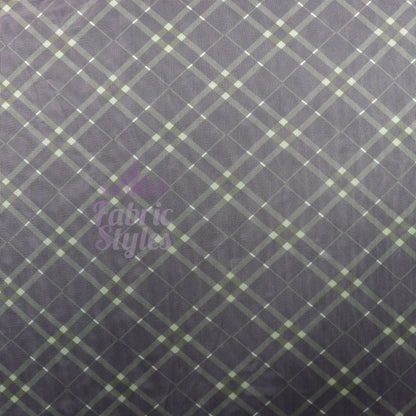Navy Khaki Tartan Power Mesh Fabric