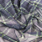 Navy Khaki Tartan Power Mesh Fabric