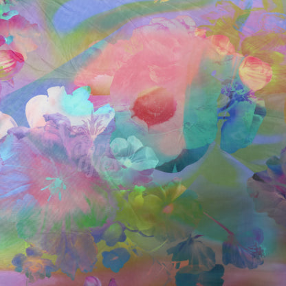 Summer Rainbow Floral Power Mesh Fabric