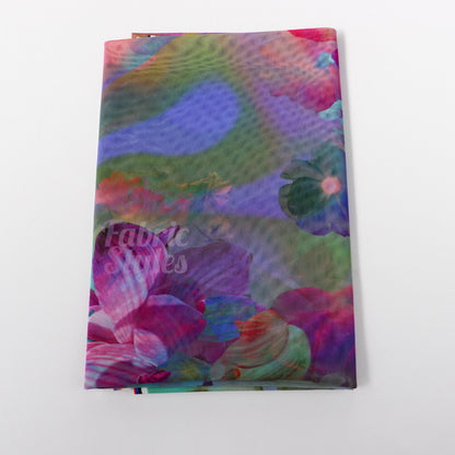 Summer Rainbow Floral Power Mesh Fabric
