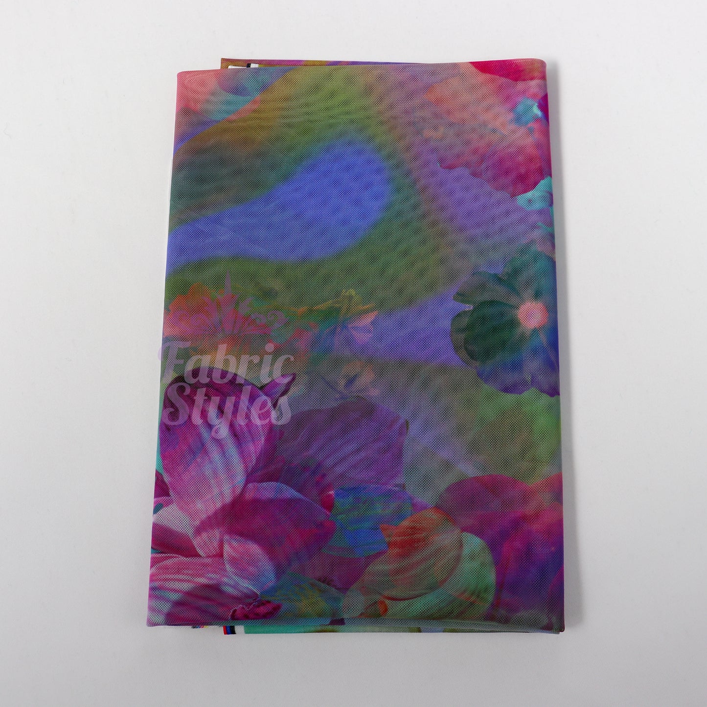 Summer Rainbow Floral Power Mesh Fabric