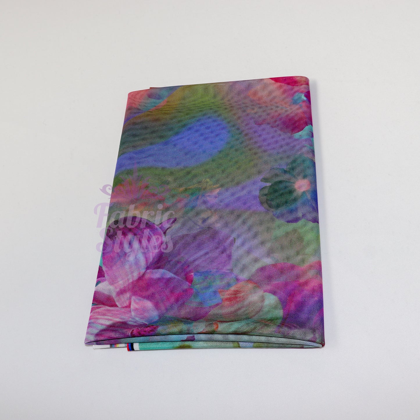 Summer Rainbow Floral Power Mesh Fabric