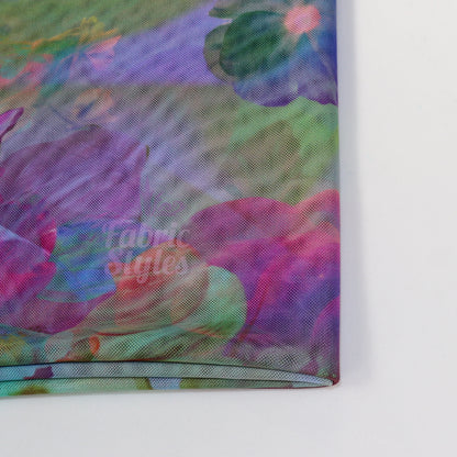 Summer Rainbow Floral Power Mesh Fabric