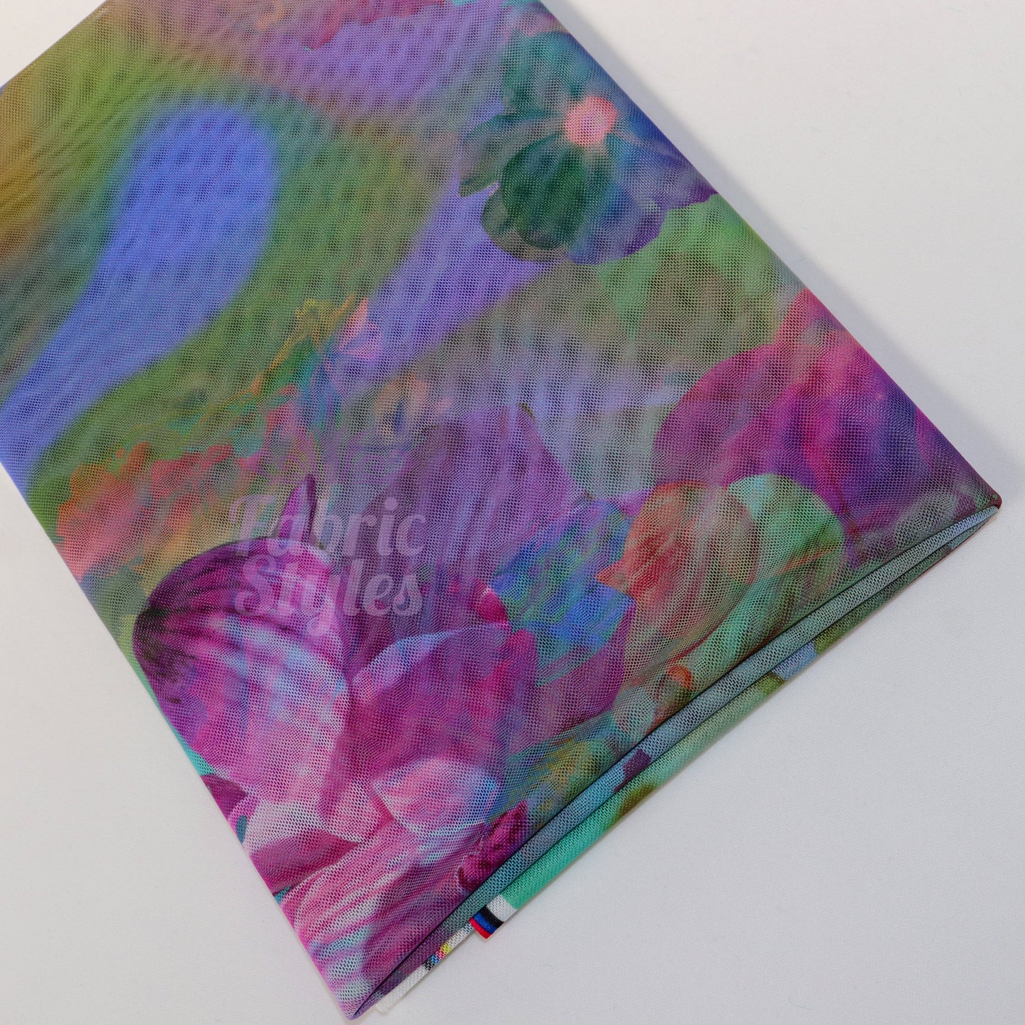 Summer Rainbow Floral Power Mesh Fabric