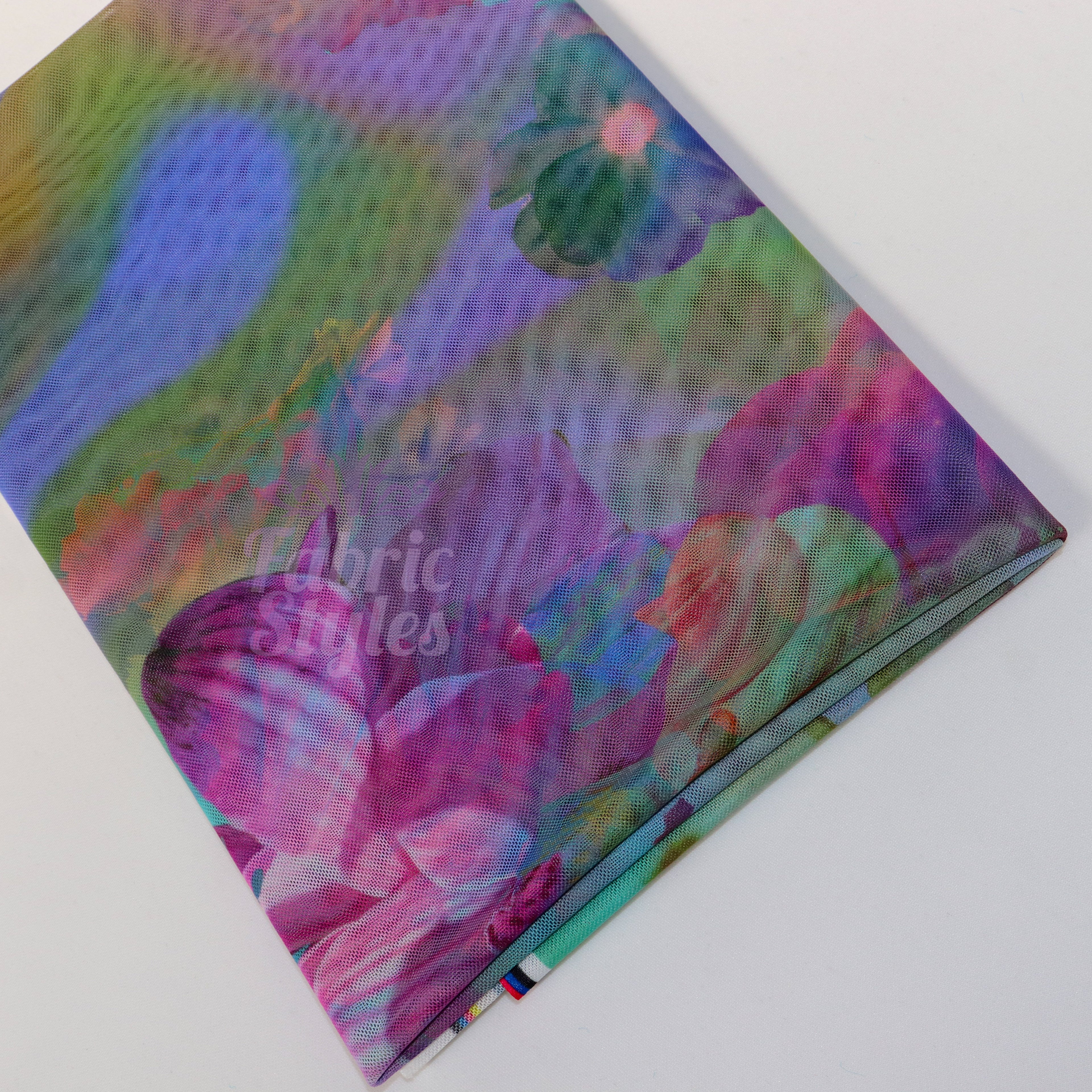 Summer Rainbow Floral Power Mesh Fabric