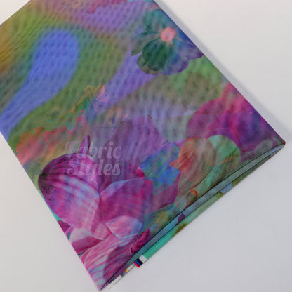 Summer Rainbow Floral Power Mesh Fabric