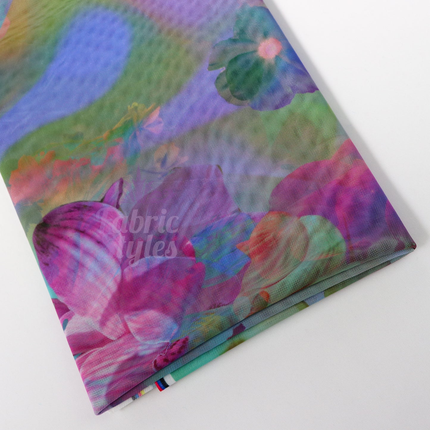 Summer Rainbow Floral Power Mesh Fabric