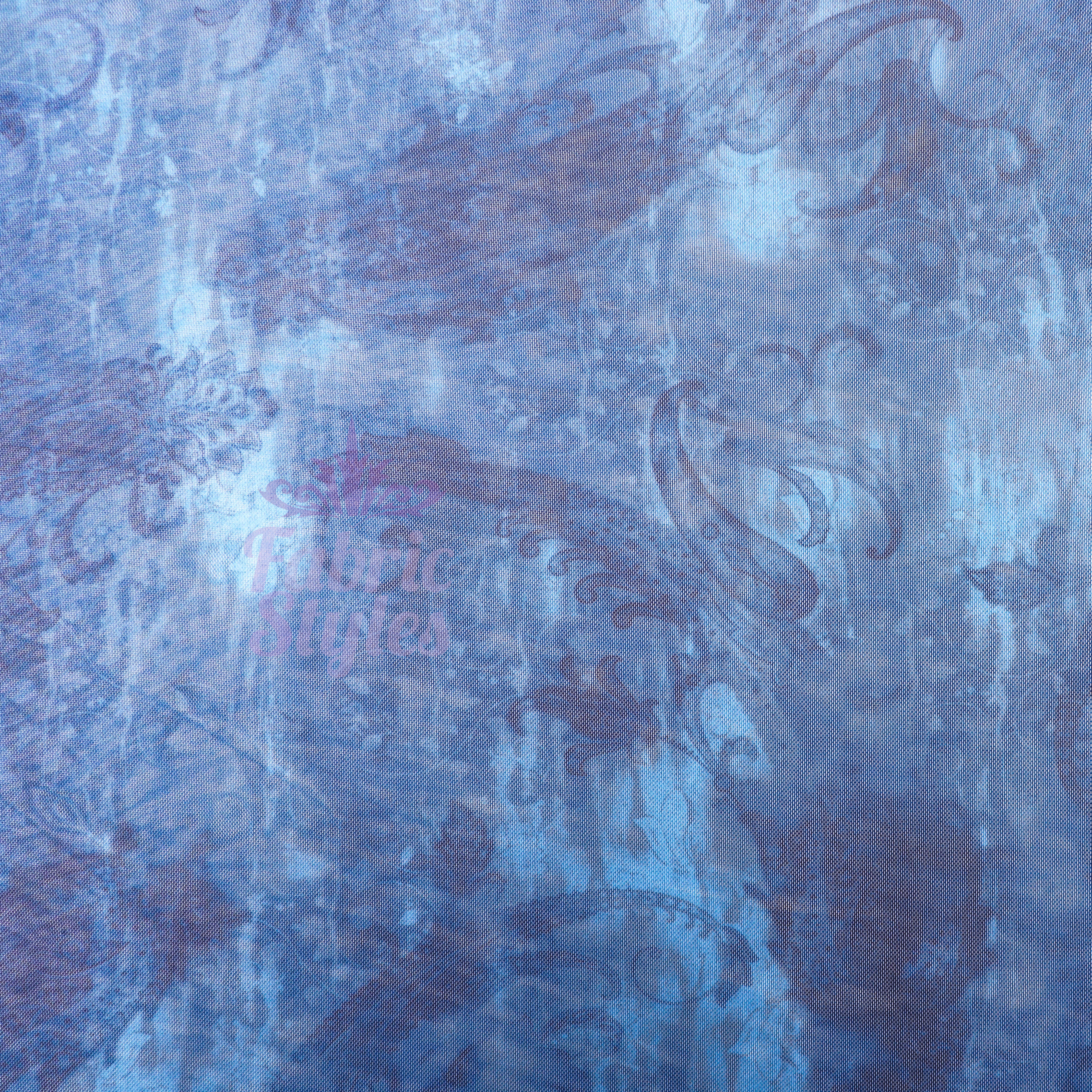 Blue Paisley Power Mesh Fabric