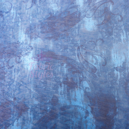 Blue Paisley Power Mesh Fabric