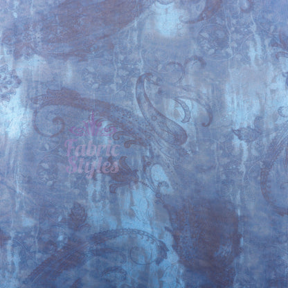 Blue Paisley Power Mesh Fabric