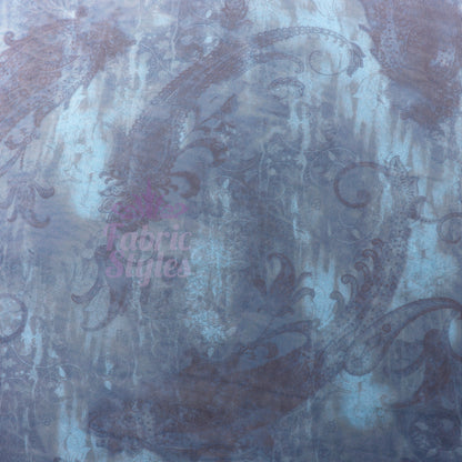 Blue Paisley Power Mesh Fabric