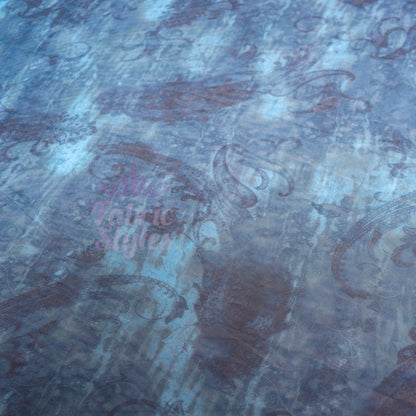 Blue Paisley Power Mesh Fabric