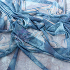 Blue Paisley Power Mesh Fabric