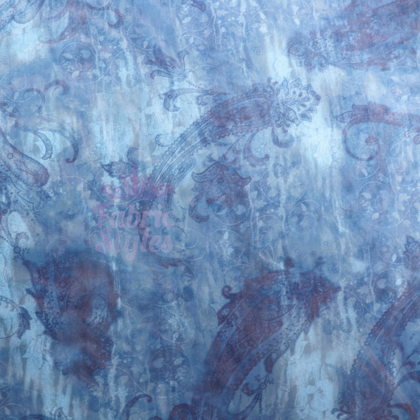 Blue Paisley Power Mesh Fabric