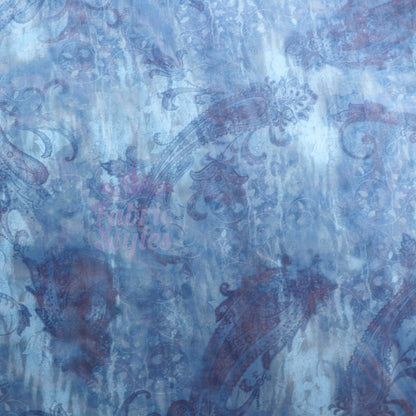 Blue Paisley Power Mesh Fabric