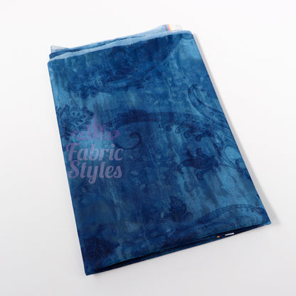 Blue Paisley Power Mesh Fabric