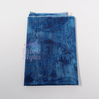 Blue Paisley Power Mesh Fabric