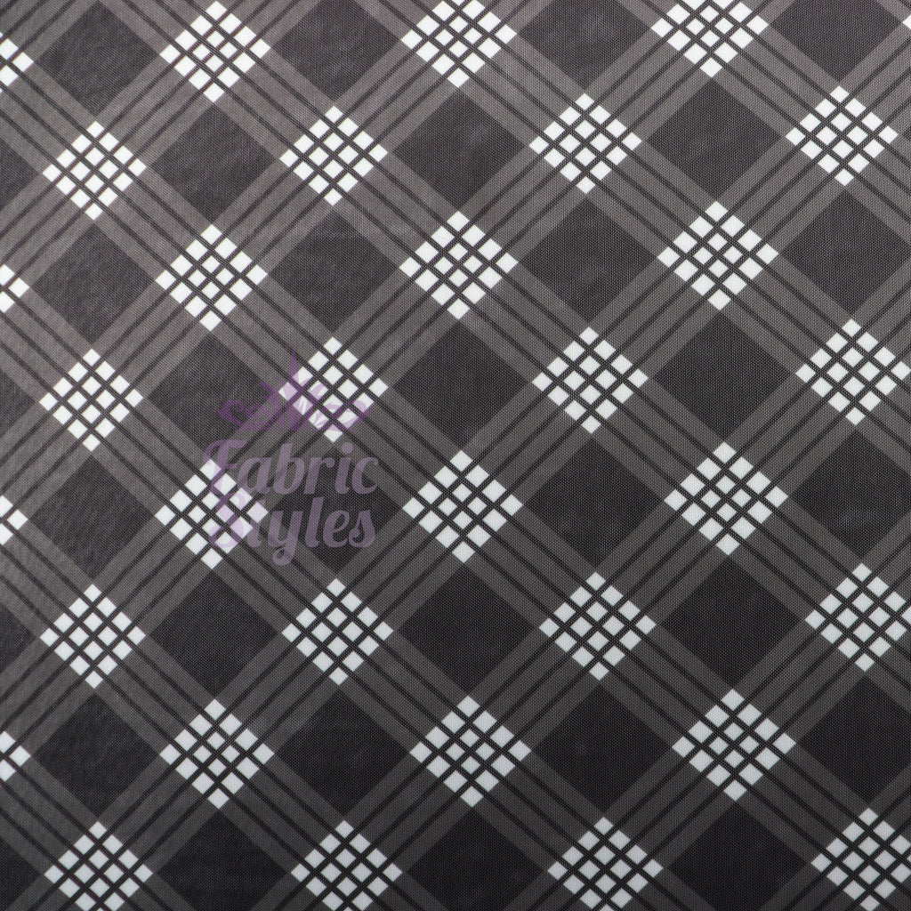 Black Tartan Power Mesh Fabric