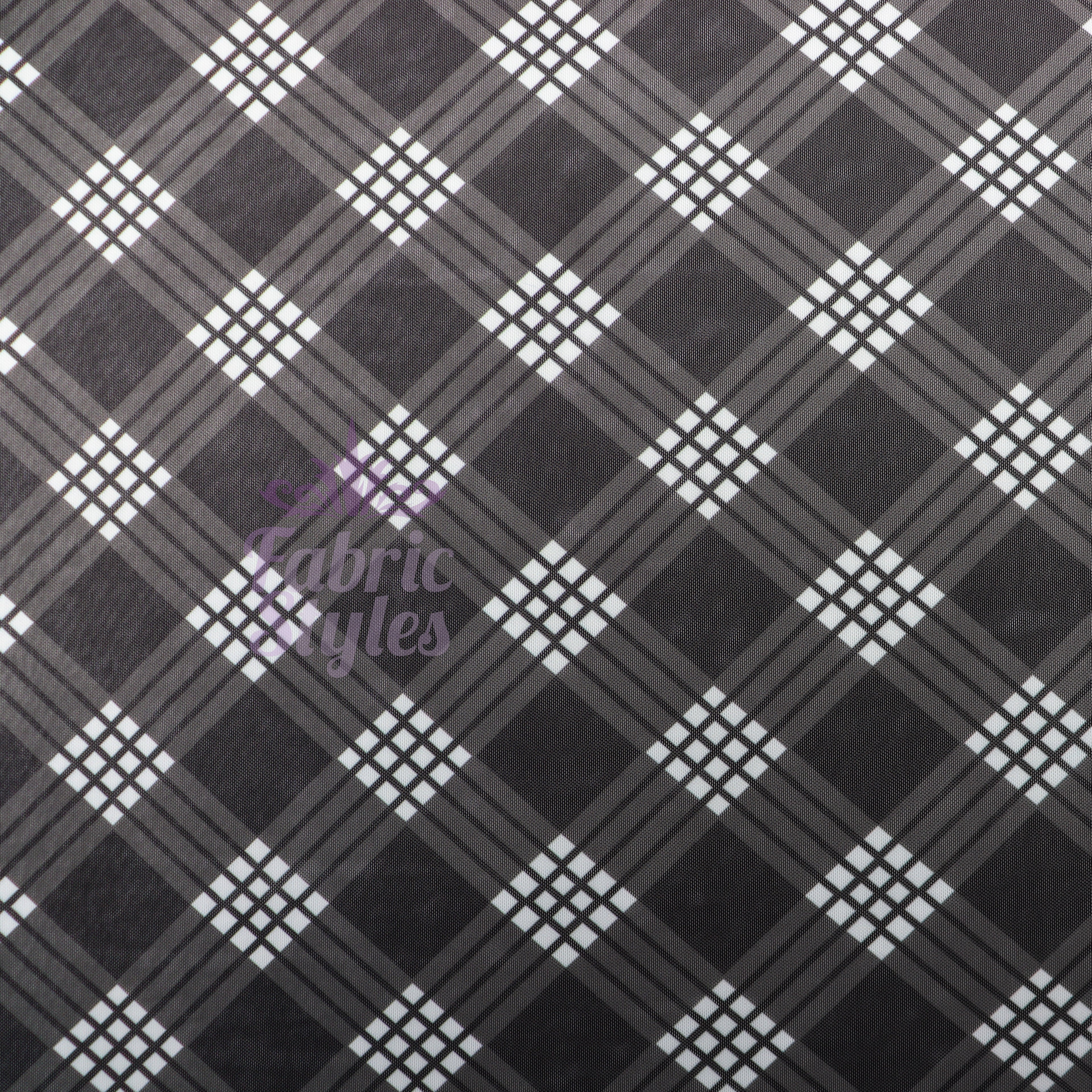 Black Tartan Power Mesh Fabric