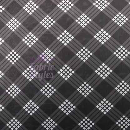 Black Tartan Power Mesh Fabric