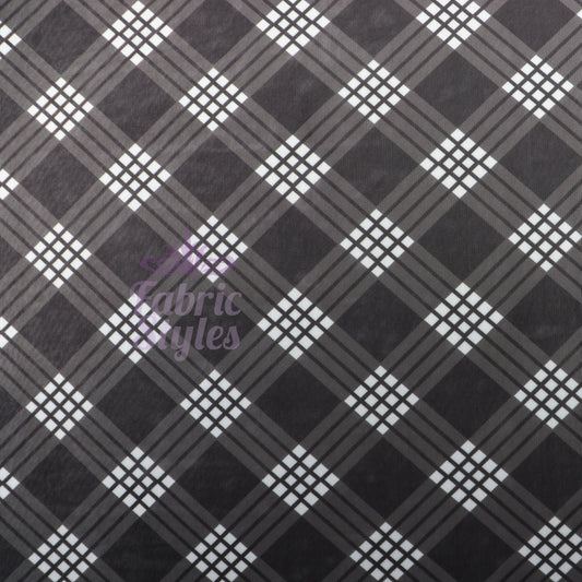 Black Tartan Power Mesh Fabric