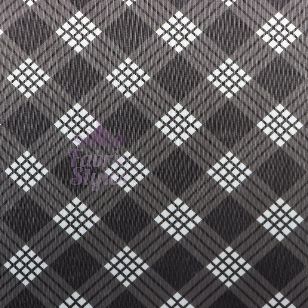 Black Tartan Power Mesh Fabric