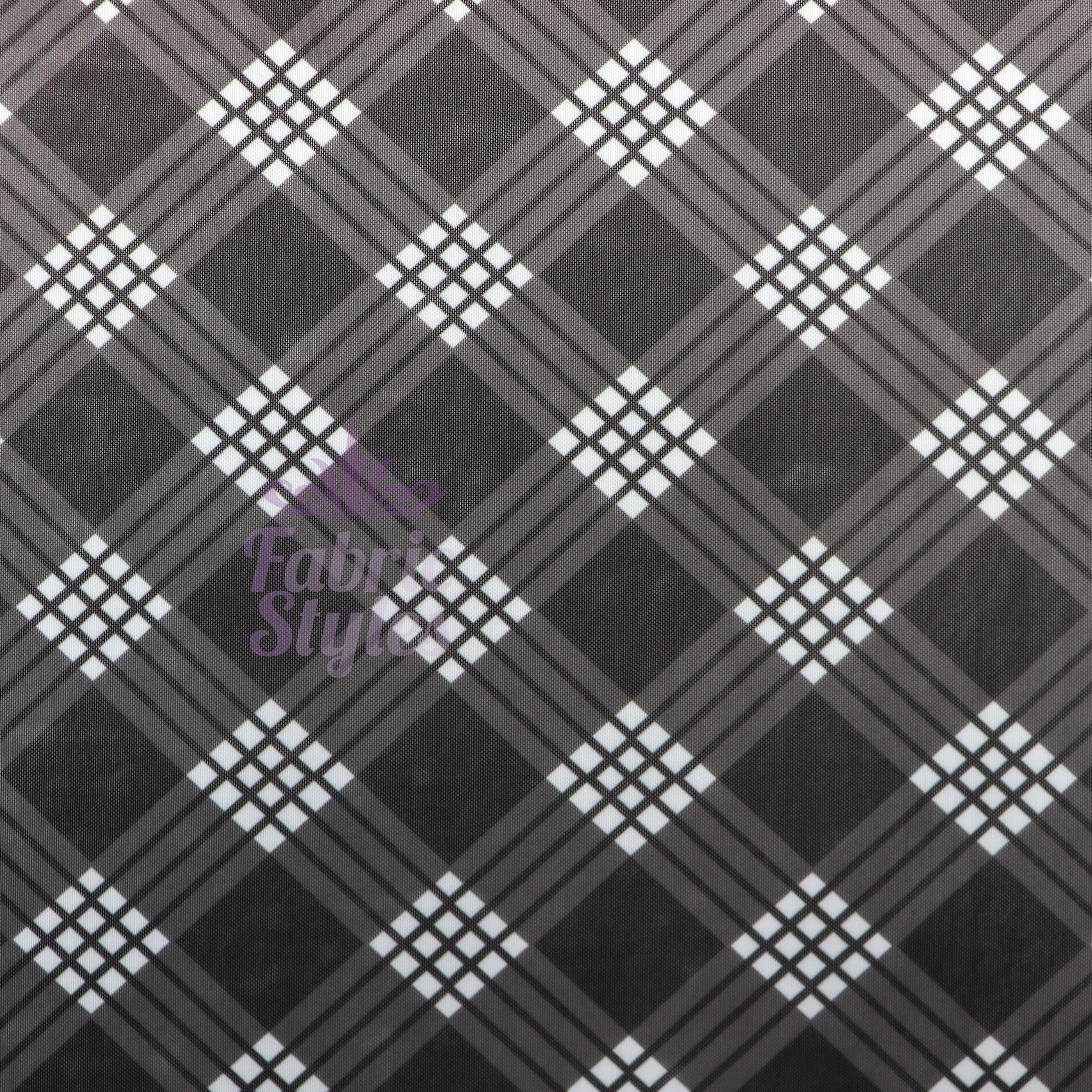 Black Tartan Power Mesh Fabric