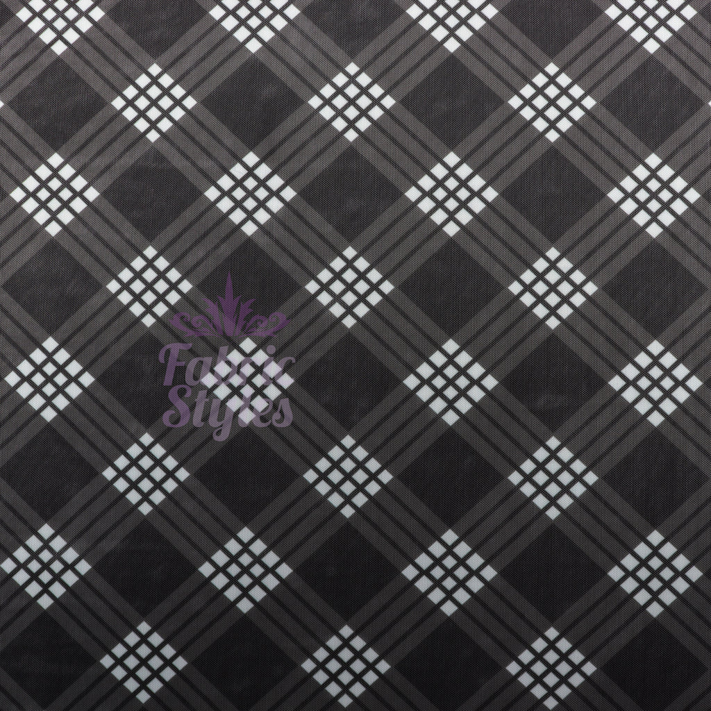Black Tartan Power Mesh Fabric