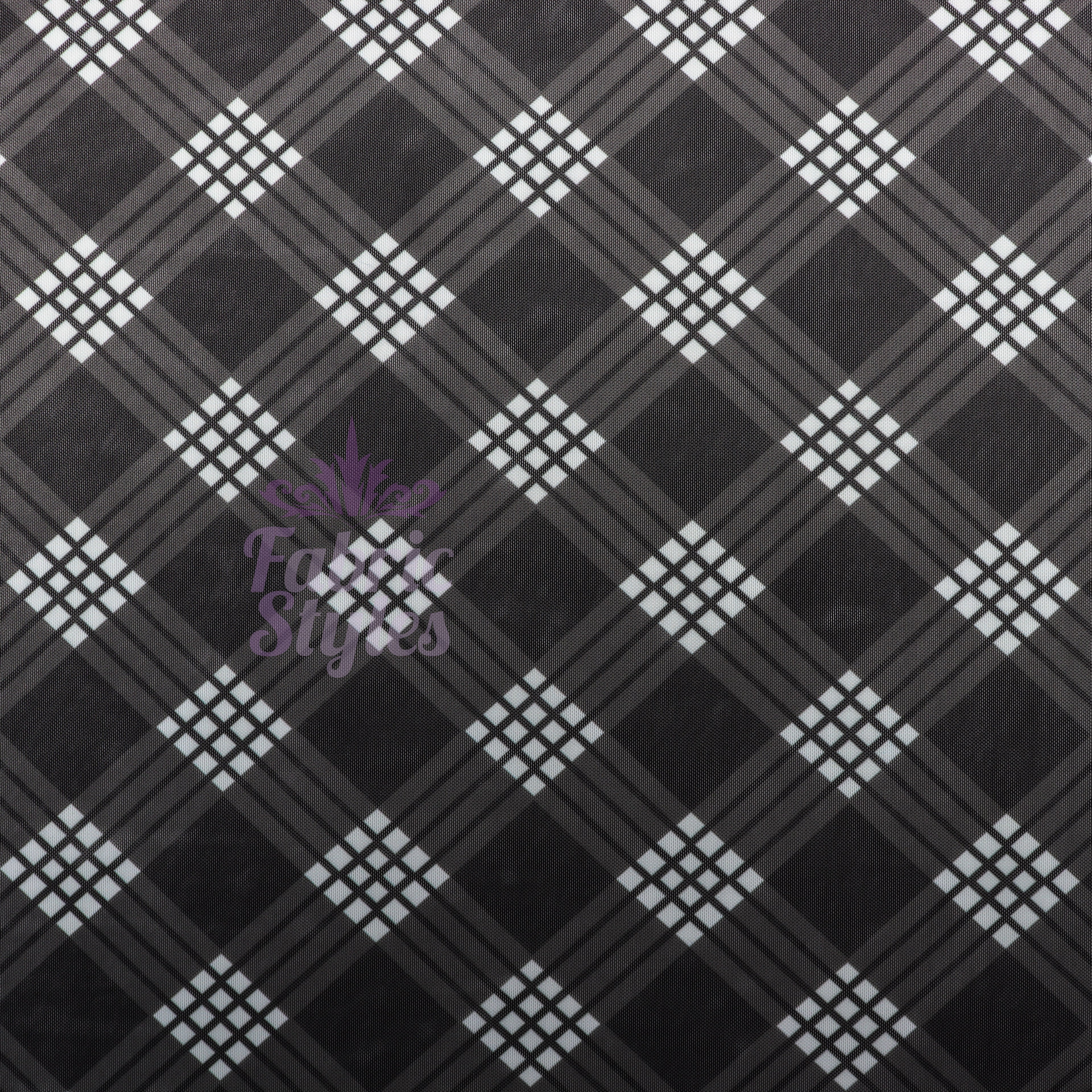 Black Tartan Power Mesh Fabric