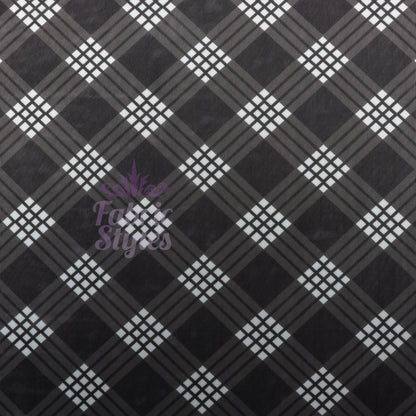 Black Tartan Power Mesh Fabric