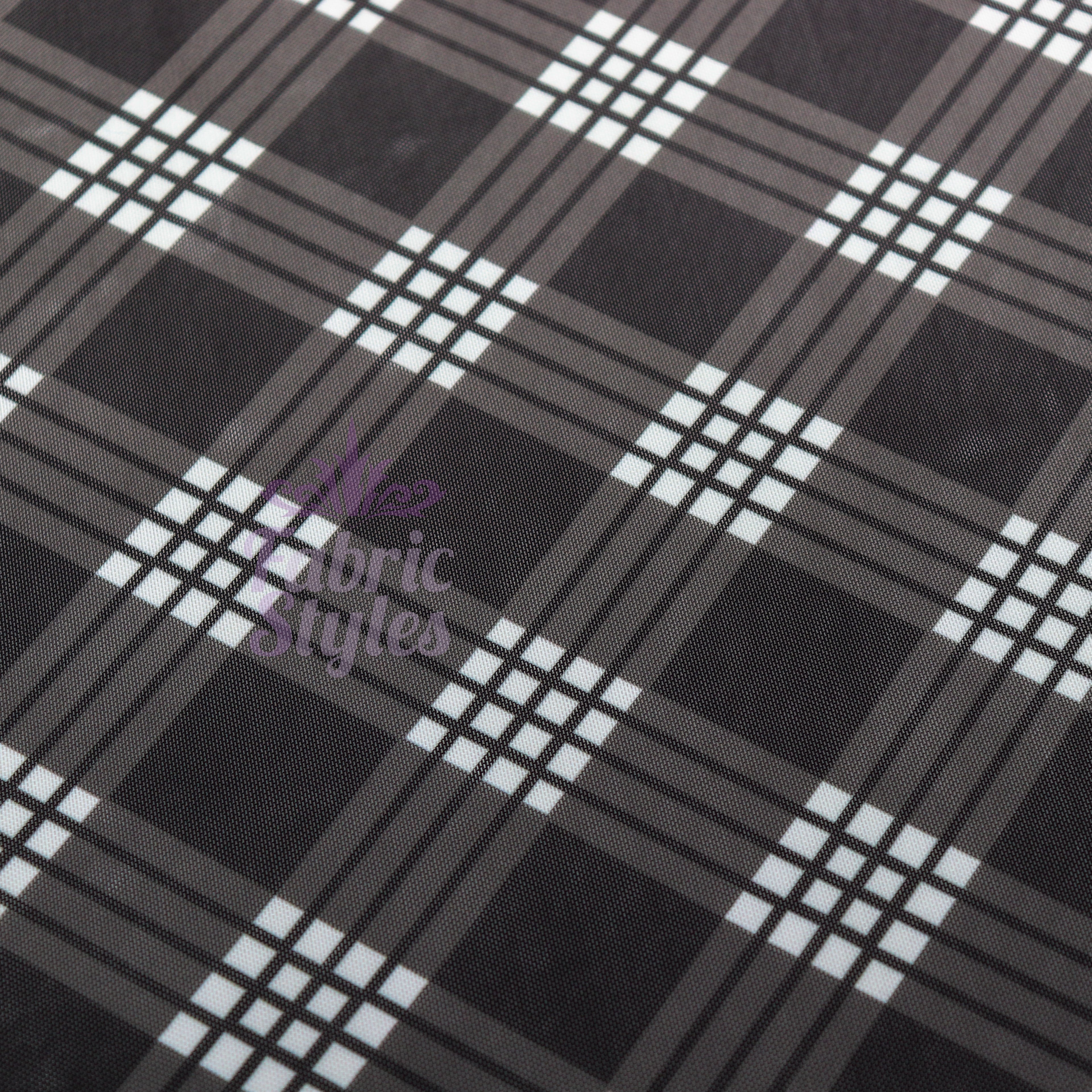 Black Tartan Power Mesh Fabric