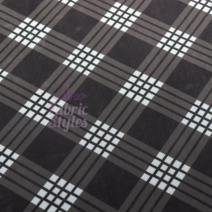 Black Tartan Power Mesh Fabric
