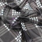 Black Tartan Power Mesh Fabric