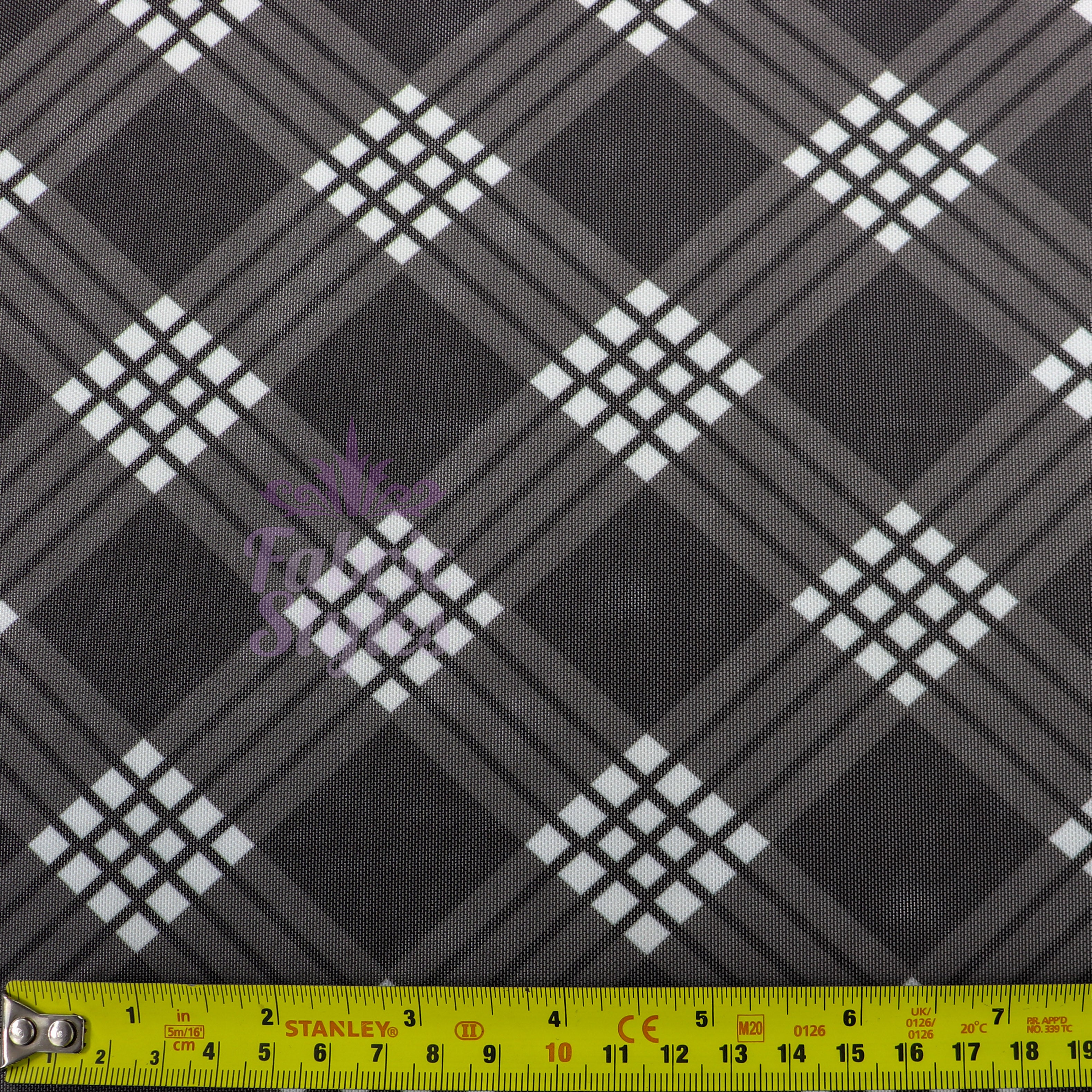 Black Tartan Power Mesh Fabric