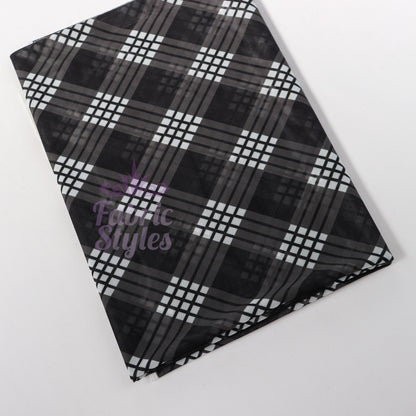 Black Tartan Power Mesh Fabric