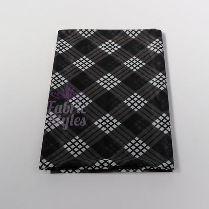 Black Tartan Power Mesh Fabric