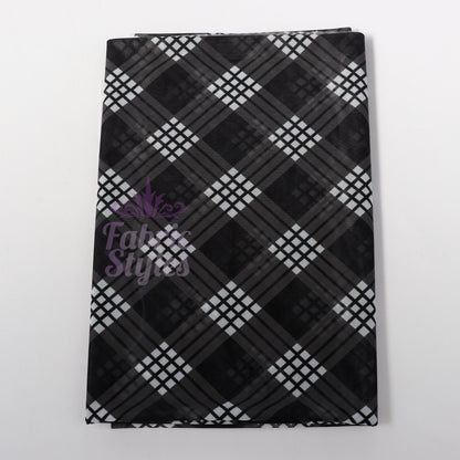 Black Tartan Power Mesh Fabric