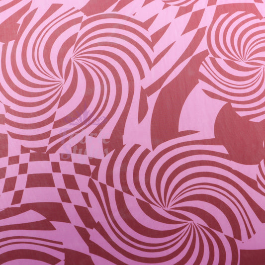 Pink Abstract Swirl Power Mesh Fabric