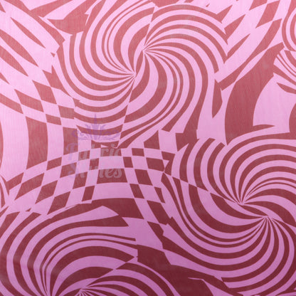 Pink Abstract Swirl Power Mesh Fabric