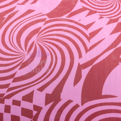 Pink Abstract Swirl Power Mesh Fabric