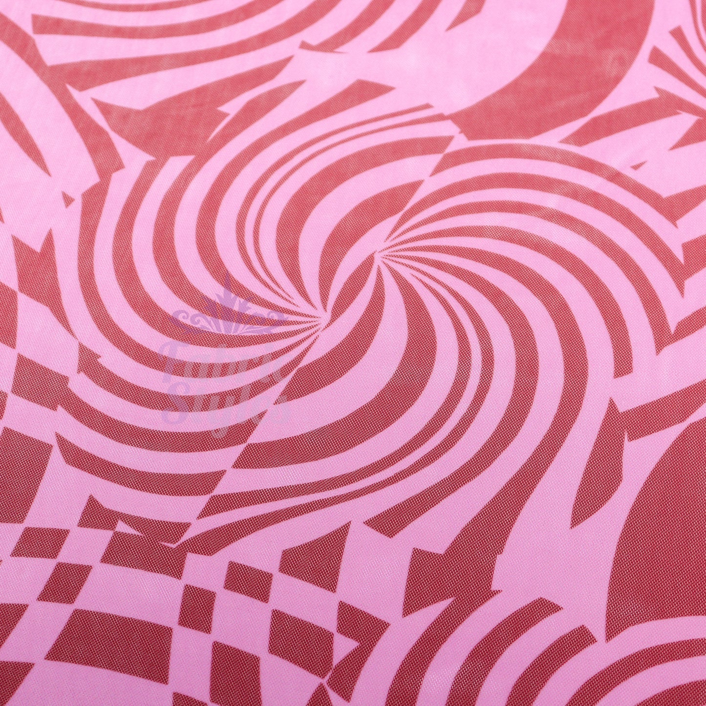 Pink Abstract Swirl Power Mesh Fabric