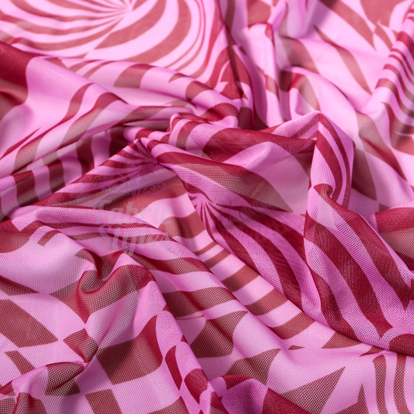 Pink Abstract Swirl Power Mesh Fabric
