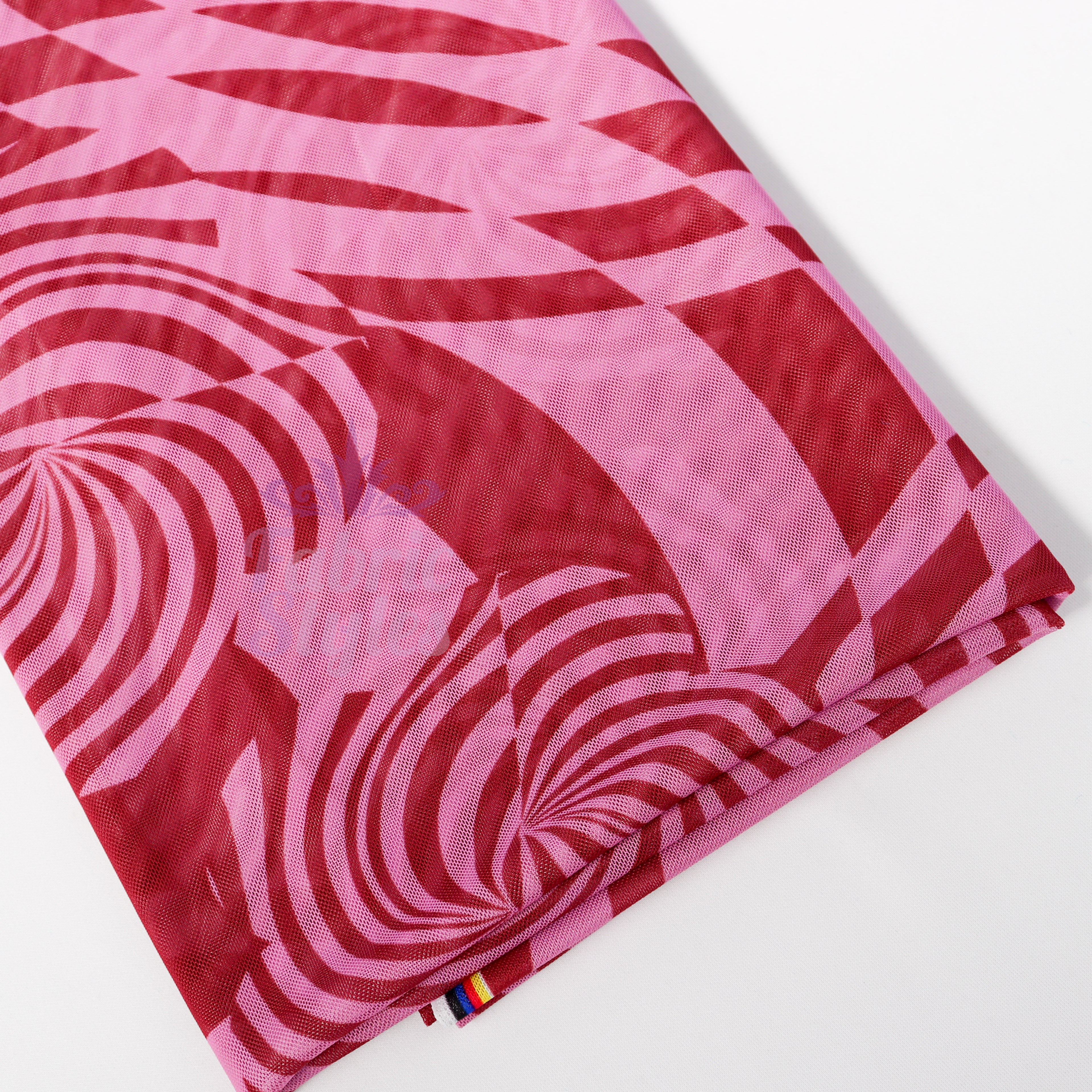Pink Abstract Swirl Power Mesh Fabric