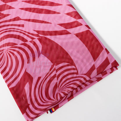 Pink Abstract Swirl Power Mesh Fabric